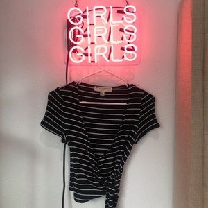 Urban Outfitters black and white strip wrap top